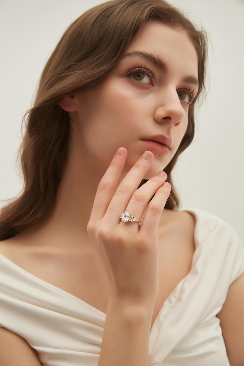 EAMTI 3CT 925 Sterling Silver Wedding Rings for Women Oval Cut Cubic Zirconia Engagement Promise Rings for Her