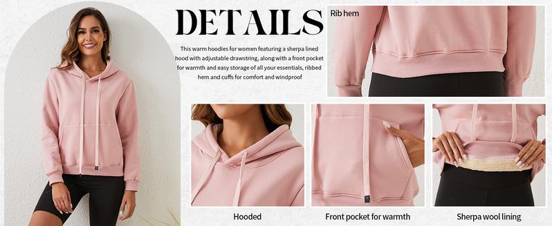 Yimoon Women's Winter Warm Hoodie Sherpa Fleece Lined Pullover Hoodie Hooded Sweatshirt Heavyweight Casual Tops