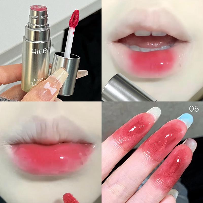 Rainbow Gradient Mirror Lip Gloss, Pure Desire Fruit Lip Highlighter, Pinkish Glow, Suitable for Mirror Makeup Effect, Long-Lasting, Formaldehyde Free