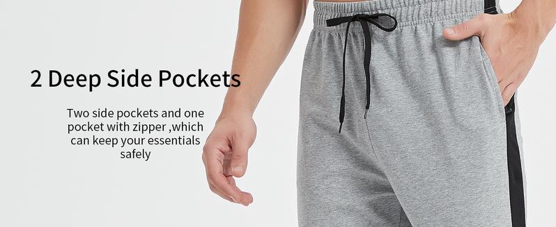 Democare 34/36/38/40 Long Inseam Men's Tall Striped Sweatpants Workout Training Lounge Joggers Pants with Pockets