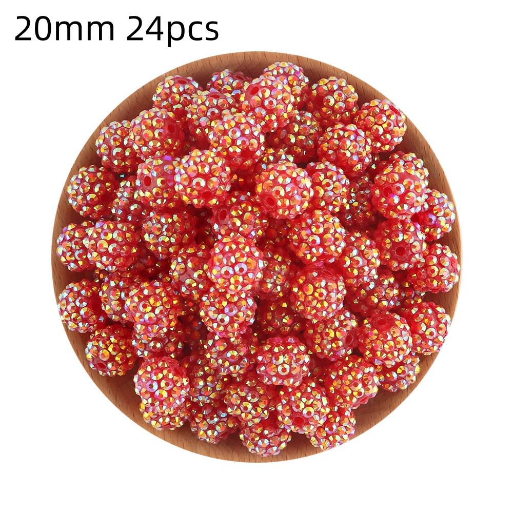 24pcs 14/16/20mm Resin Bayberry Ball Rhinestone Beads, Fashionable and Exquisite Acrylic Beads, Suitable for Pen Accessories, Bracelets Jewelry Making DIY Decorative Accessories