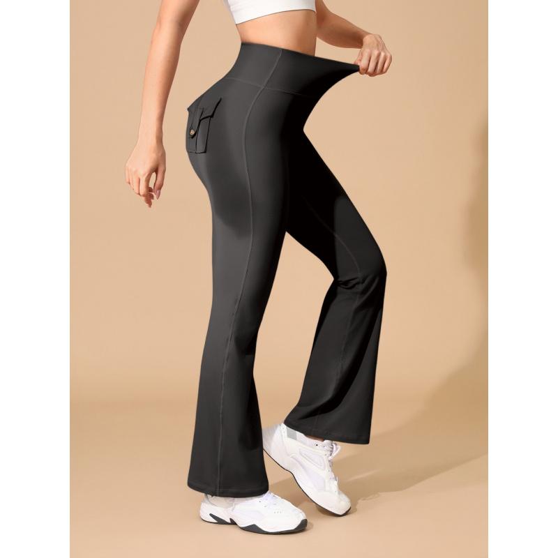 High Waist Yoga Pants with Phone Pocket| Butt Lifting Micro Flare Leggings No Chafing Workout Leggings