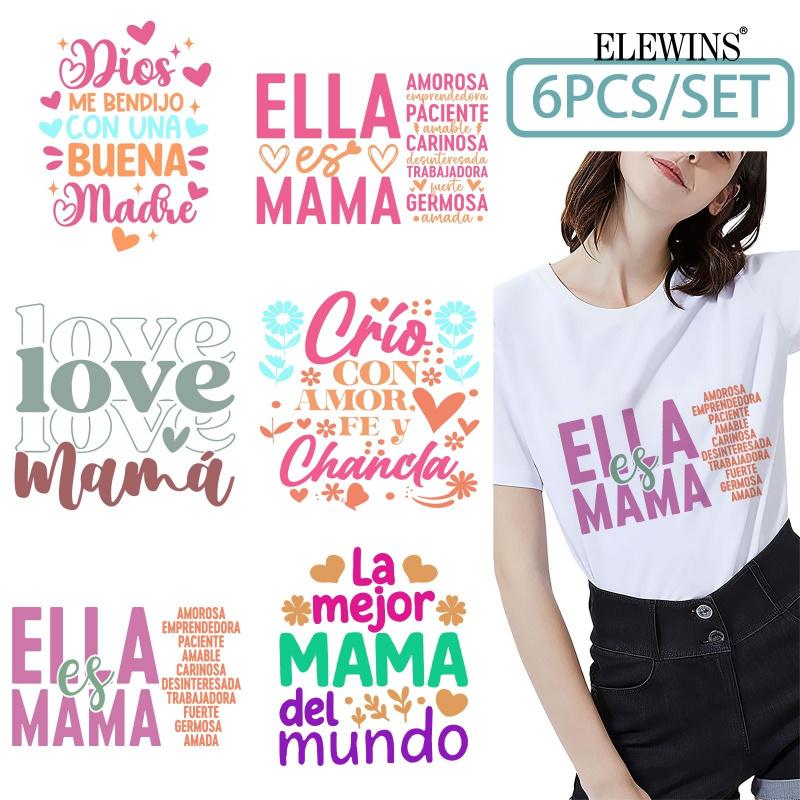 Mother's Day 6 Sheets Gold Foil DTF Transfer Decal for Tshirt Hoodie Jeans Backpack Pillow Machine Washable Reusable DIY Heat Transfer Vinyl for Adults