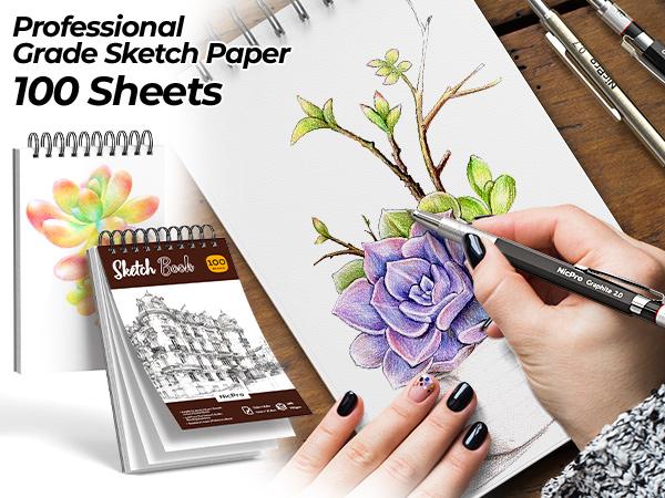 Nicpro 58 PCS Art Drawing Supplies Kit in Leather Case, Art Mechanical Pencil Set with Metal Drafting Pencil 0.5 & 0.7 & 0.9 & 2mm, 12 Micron Pen, Sketch Book, 30 Tube Lead Refills for Sketching