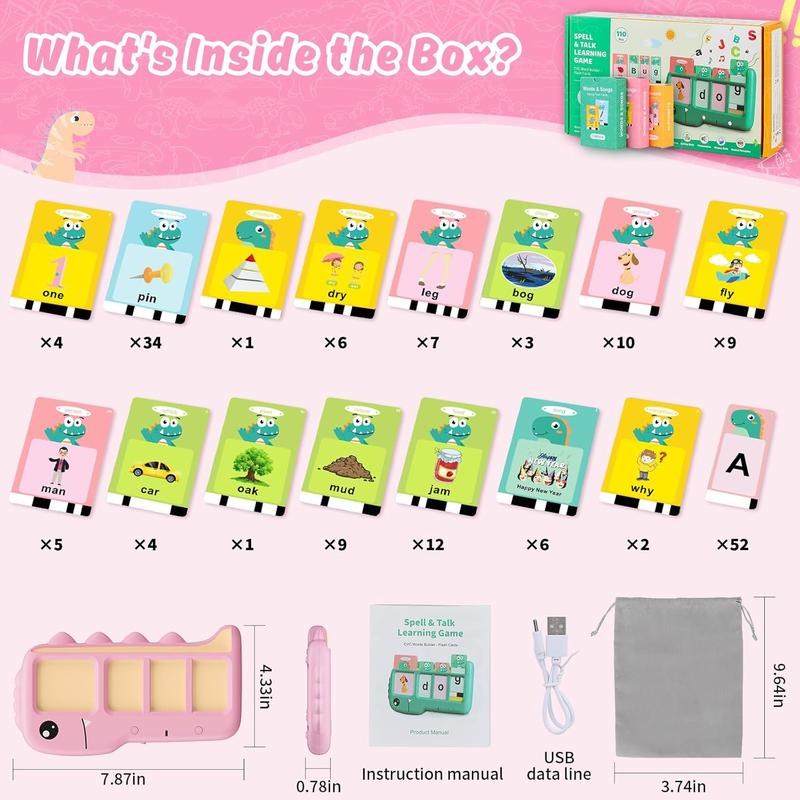 Talking Flash Cards for Toddlers 2-8: Alphabet Learning & Spelling Games with 224 Sight Words - Montessori Sensory Toys for Preschool Boys & Girls, Speech Therapy Toys for Kids with Autism, Ideal Gift