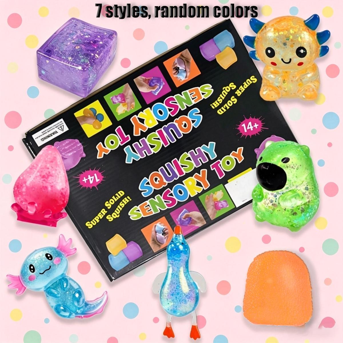 7pcs/set, Sensory bundle - maltose series with various shapes, pressure resistant kneading, suitable for slow rebound kneading in learning and work, home, school, gatherings, parties, events, and giving to family and friends