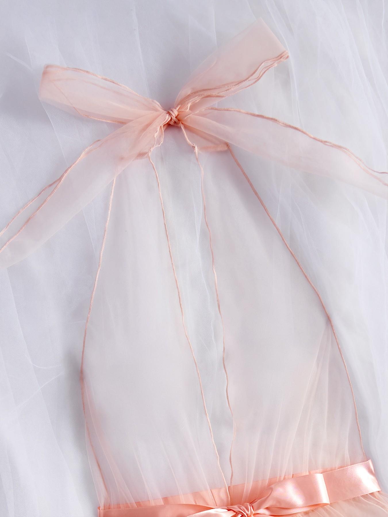 Elegant Sheer Mesh Halter Jumpsuit, Satin Bow Ruffle Decor, Luxurious Bedroom Sleepwear for Women, Sexy Slim-Fitting Design