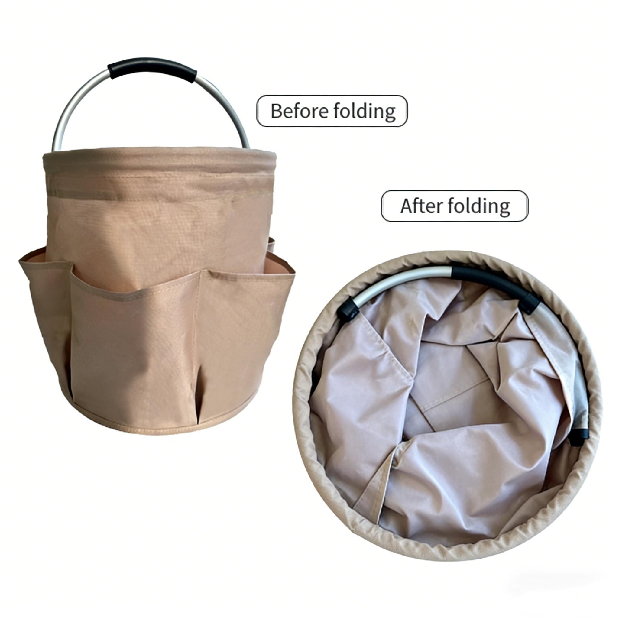 Foldable Multi-Functional Handheld Storage Basket, Outdoor Picnic Camping Tool Bucket, Waterproof Oxford Fabric Organizer
