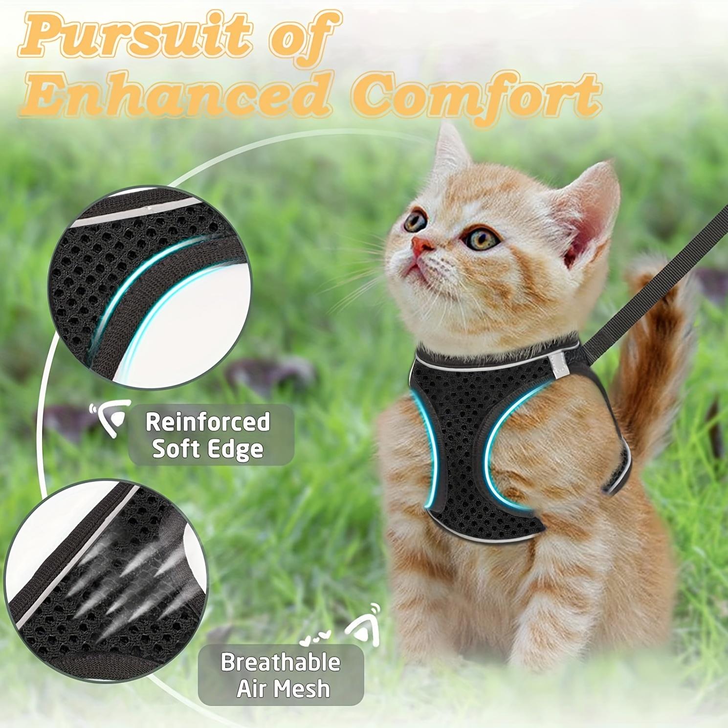 Escape Proof Cat Harness with Reflective Leash, Adjustable Pet Vest for Cats & Small Dogs, Comfortable Walking Harness for Outdoor Use