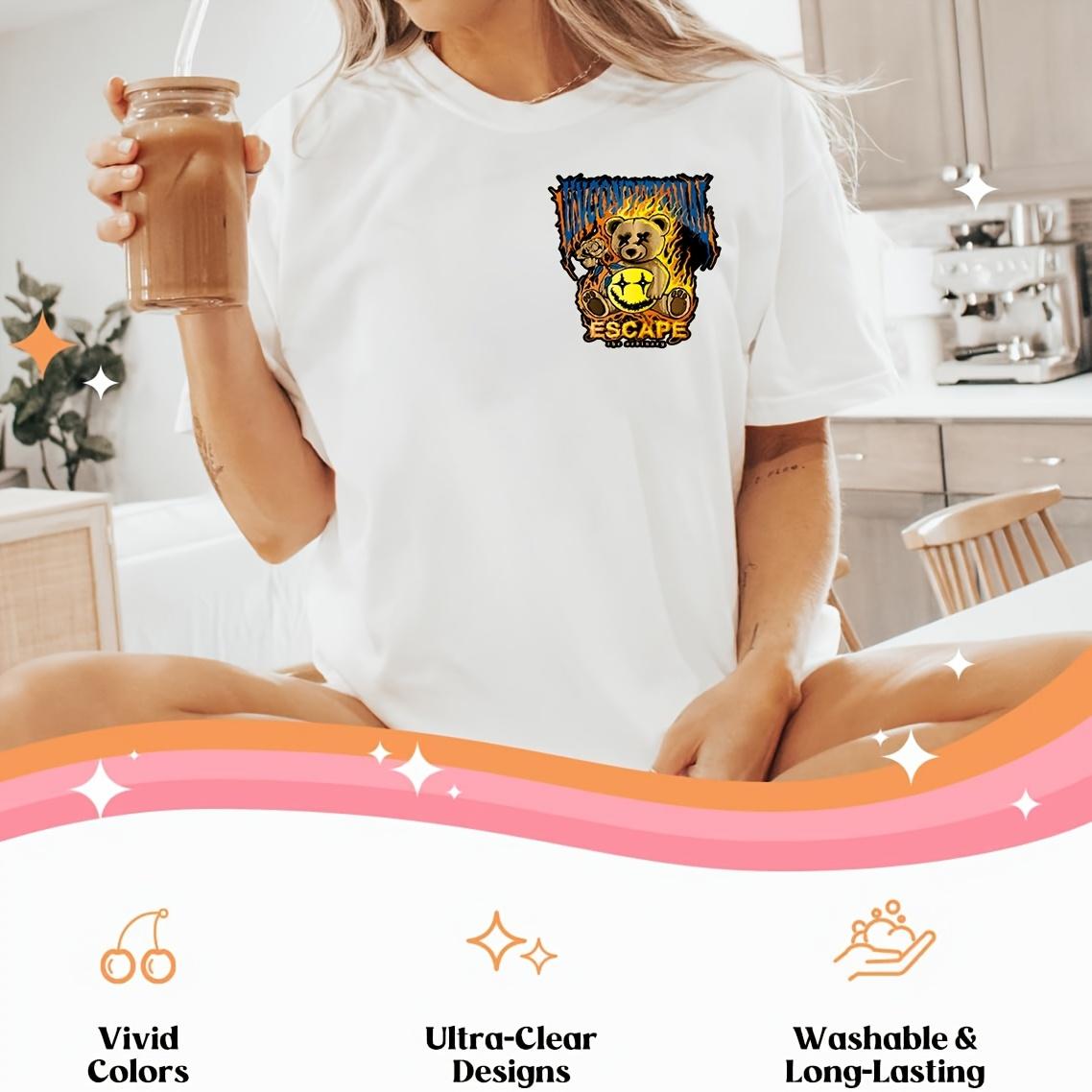 36pcs Durable Washable DIY Heat Transfer Stickers, Cute Bear Series, for Clothing Pants T-Shirts Sports Wear Hats Bags Pillows Backpacks Art Handmade Crafts, DIY Craft Decor, DIY Products