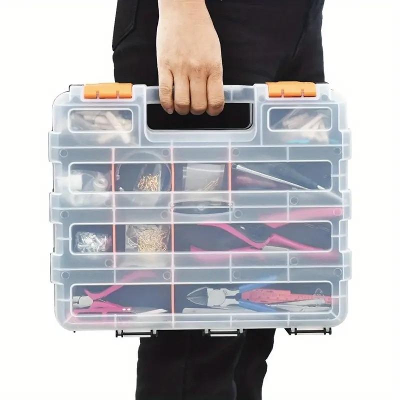 Double-Sided Handheld Plastic Tool Box, Electronic Component Organizer, Multi-Functional Parts Storage, PP Material, Flip-Top Design