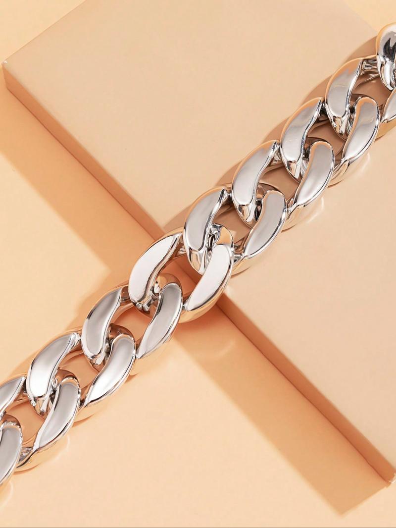 Women's Street Style Colorful Chunky Chain Necklace, Casual Trendy Chunky Chain Necklace, Fashionable Jewelry for Daily & Party Decoration