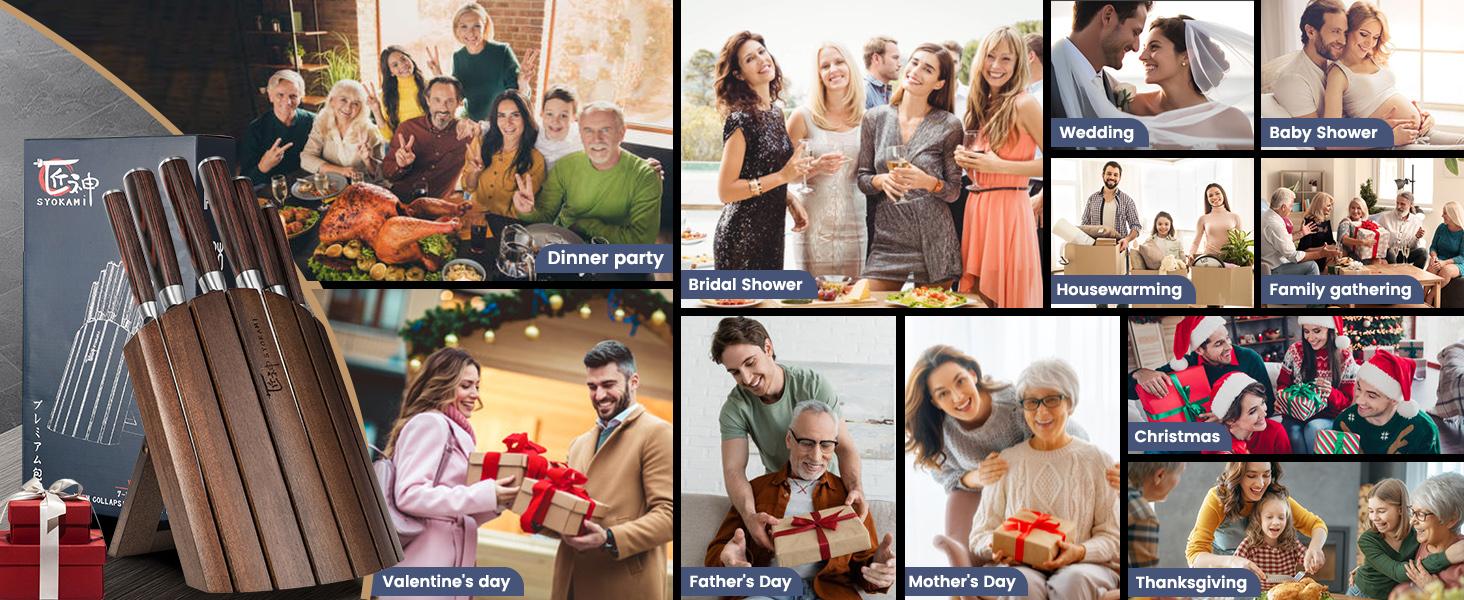 【TikTokShopSpringGlowUp】SYOKAMI Knife Set 7 Piece Japanese Style Kitchen Knife Set With Foldable Magnetic Acacia Wood Block Sharp High Carbon Stainless Steel Knives Set for Kitchen with Anti-slip Ergonomic Handle, Mother's Day Gift 【TikTokShopSpringGlowUp】SYOKAMI Knife Set 7 Piece Japanese Style Kitchen Knife Set With Foldable Magnetic Acacia Wood Block Sharp High Carbon Stainless Steel Knives Set for Kitchen with Anti-slip Ergonomic Handle, Mother's Day Gift