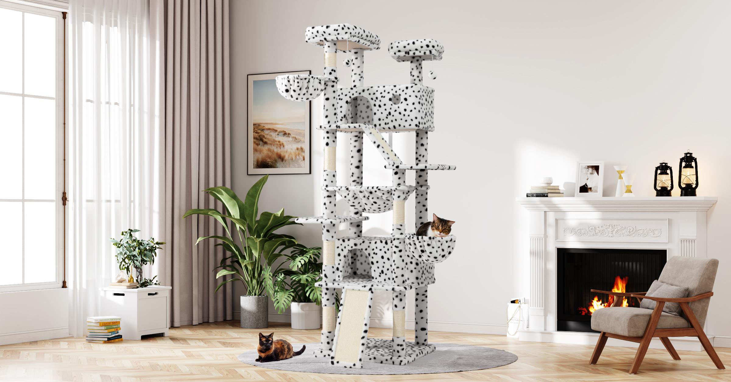 MUTICOR 82in Cat Tree Tower All-in-One Luxury Cat Tree with Scratching Posts & Boards,Hammock,Cozy Condo Room House,Toy Balls,Multifunctional Pets Furniture#TikTokShopBlackFriday #ChristmasGifts