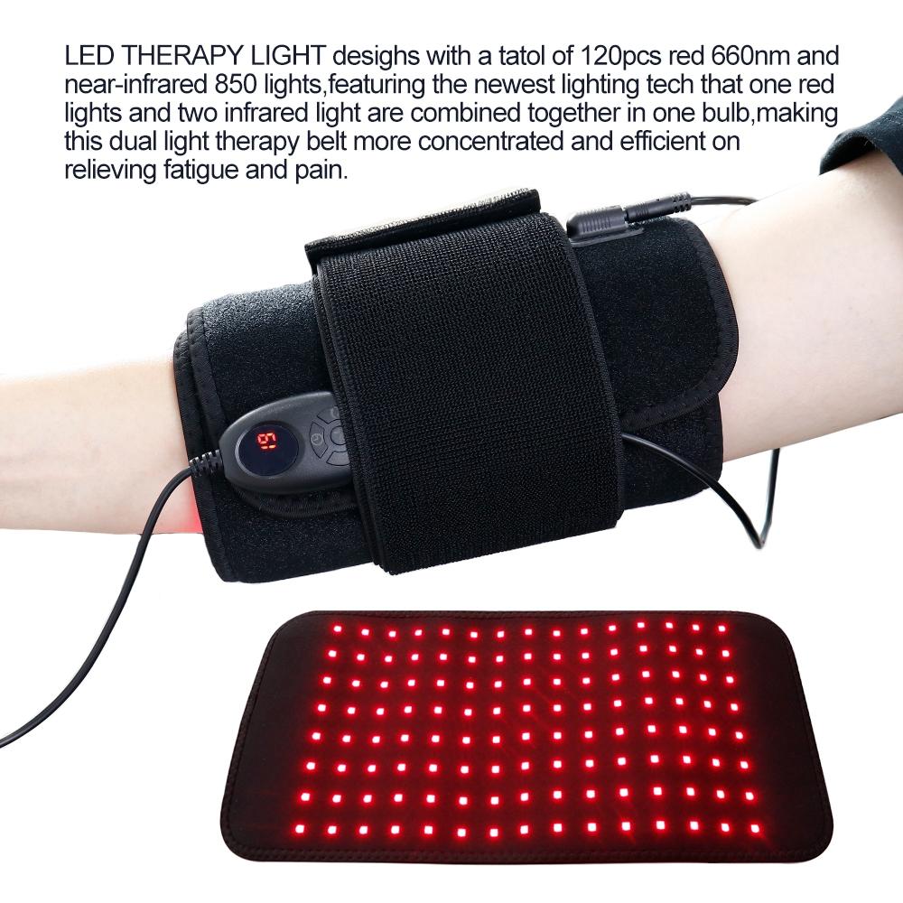 120 LEDs Red Light Infrared Therapy Belt 850nm 660nm Back Legs Arms Burn Fat Wrap Slimming Machine Waist Heat Pad Warming Uterus Stomach 5 Brightness Levels Home Physiotherapy