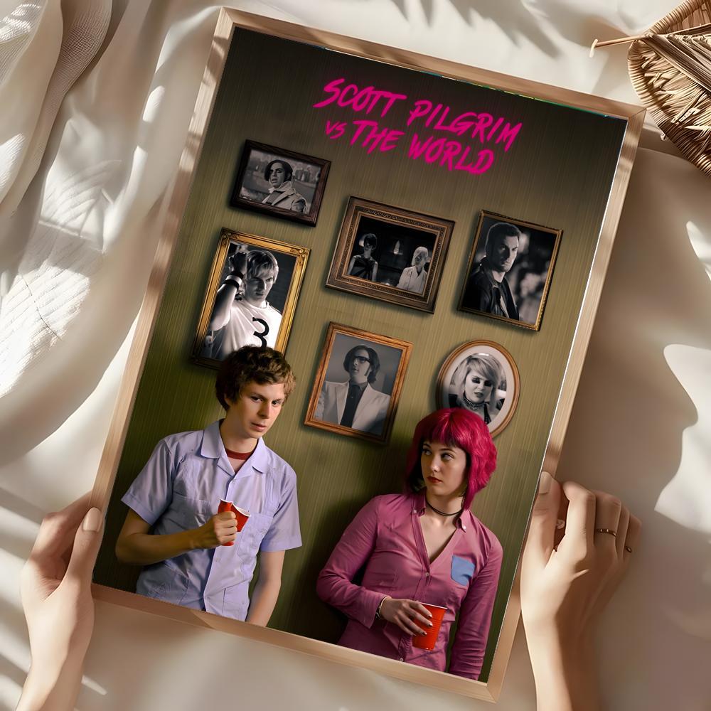 S-Scott P-Pilgrim vs. the World Poster Illustrations Wall art print art suitable for living room bedroom bar parlor home decoration gift  Custom Photo Poster  Personalized Wall Art