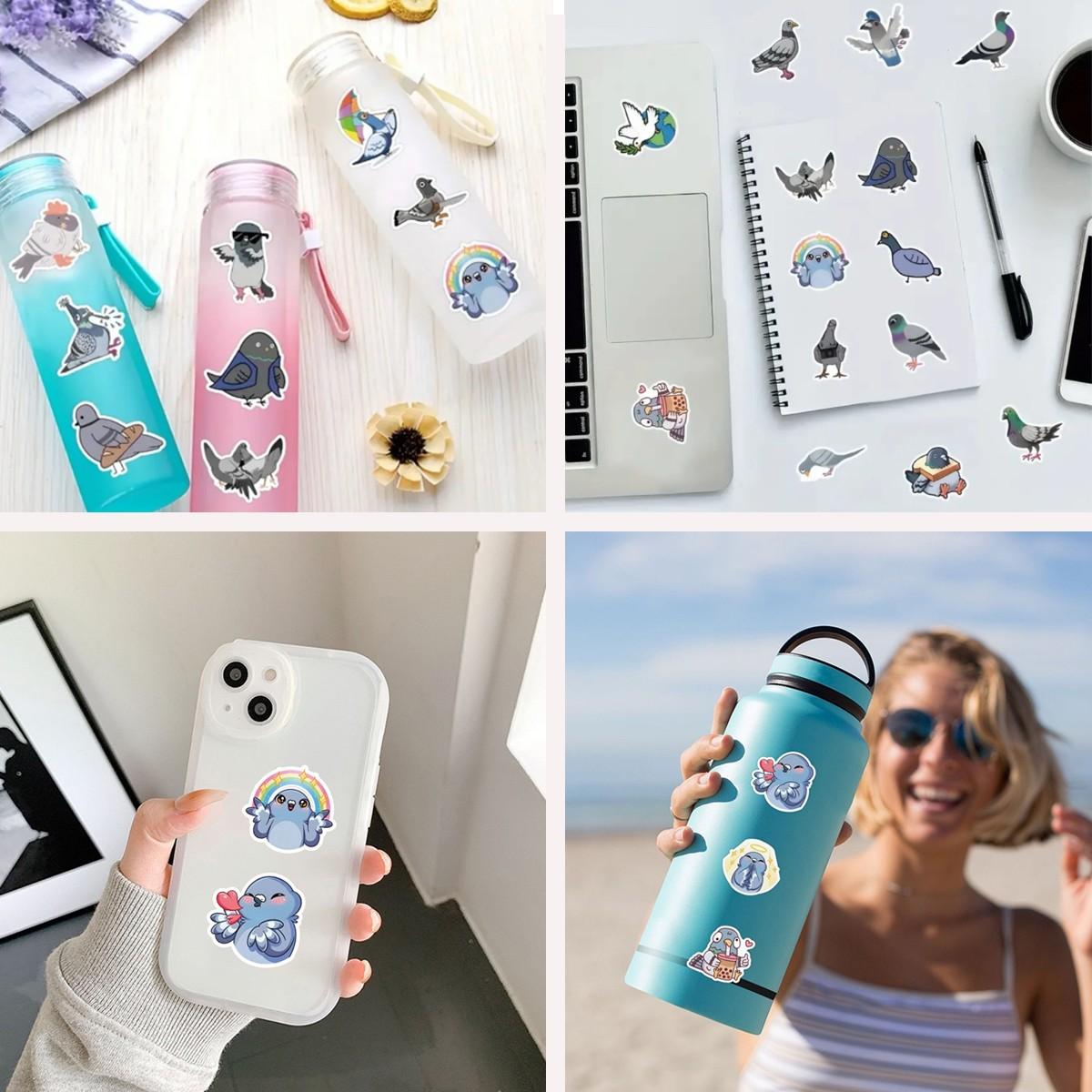 1Pc 60PCS Cute Pigeon Stickers Funny Cartoon Bird Cute Animal Decals  Waterproof Vinyl Decals Aesthetic Graffiti Sticker Pack for Laptop Water Bottle Phone Case Skateboard Helmet Scrapbook DIY Decor Gift Spring Summer Party Supplies