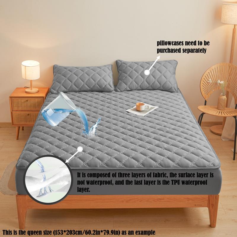 Waterproof Quilted Mattress Cover, 1 Count Soft Comfortable Breathable Mattress Protector, Bedding Supplies for Bedroom, Guest Room, Apartment, School, Home, Hotel