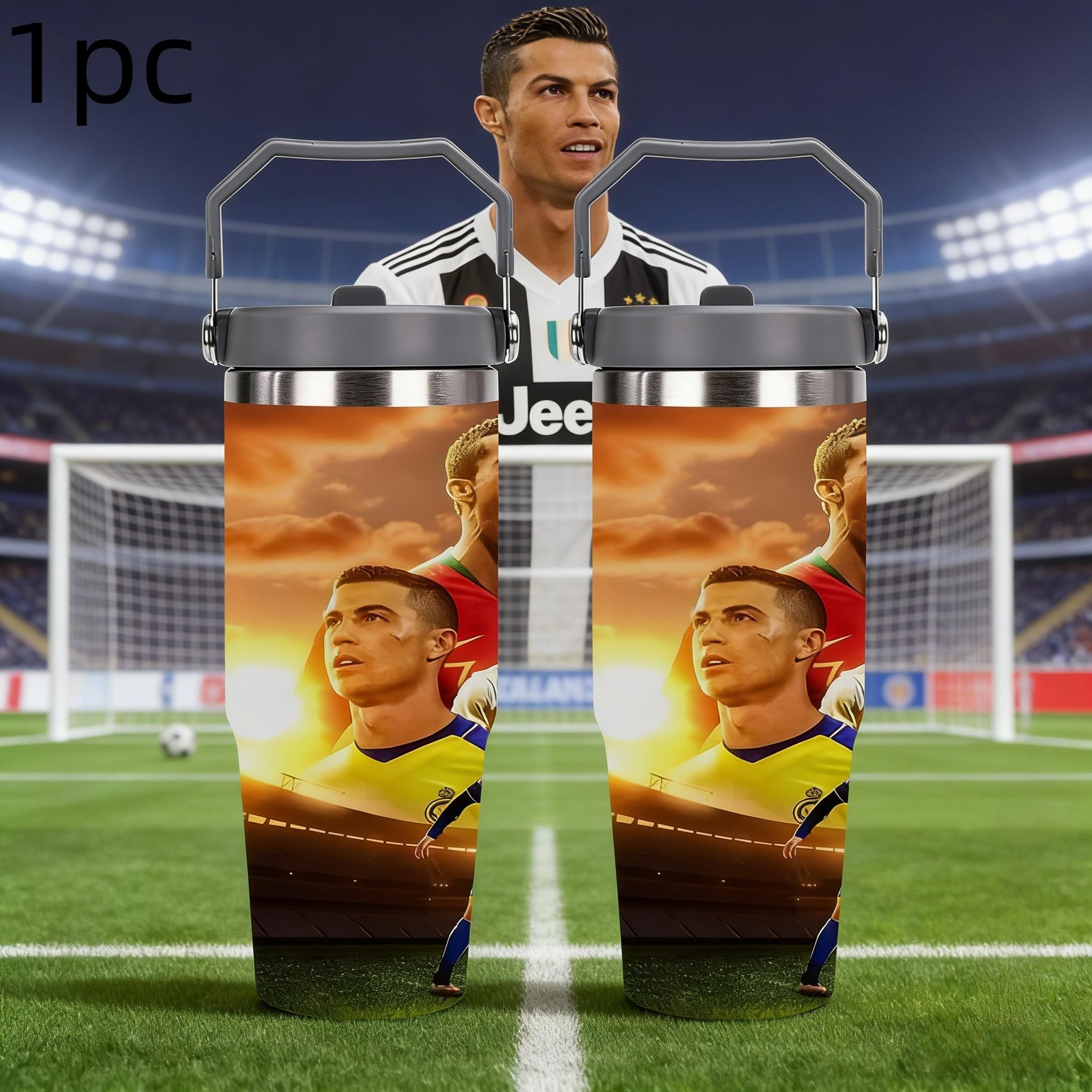1pc 30oz stainless steel large-capacity car water bottle, Number 7 jersey Pattern，for Cristiano Ronaldo fans.for football enthusiasts. various patterns to choose from, fan gift, Outdoor camping Coffee Cups & Mugs