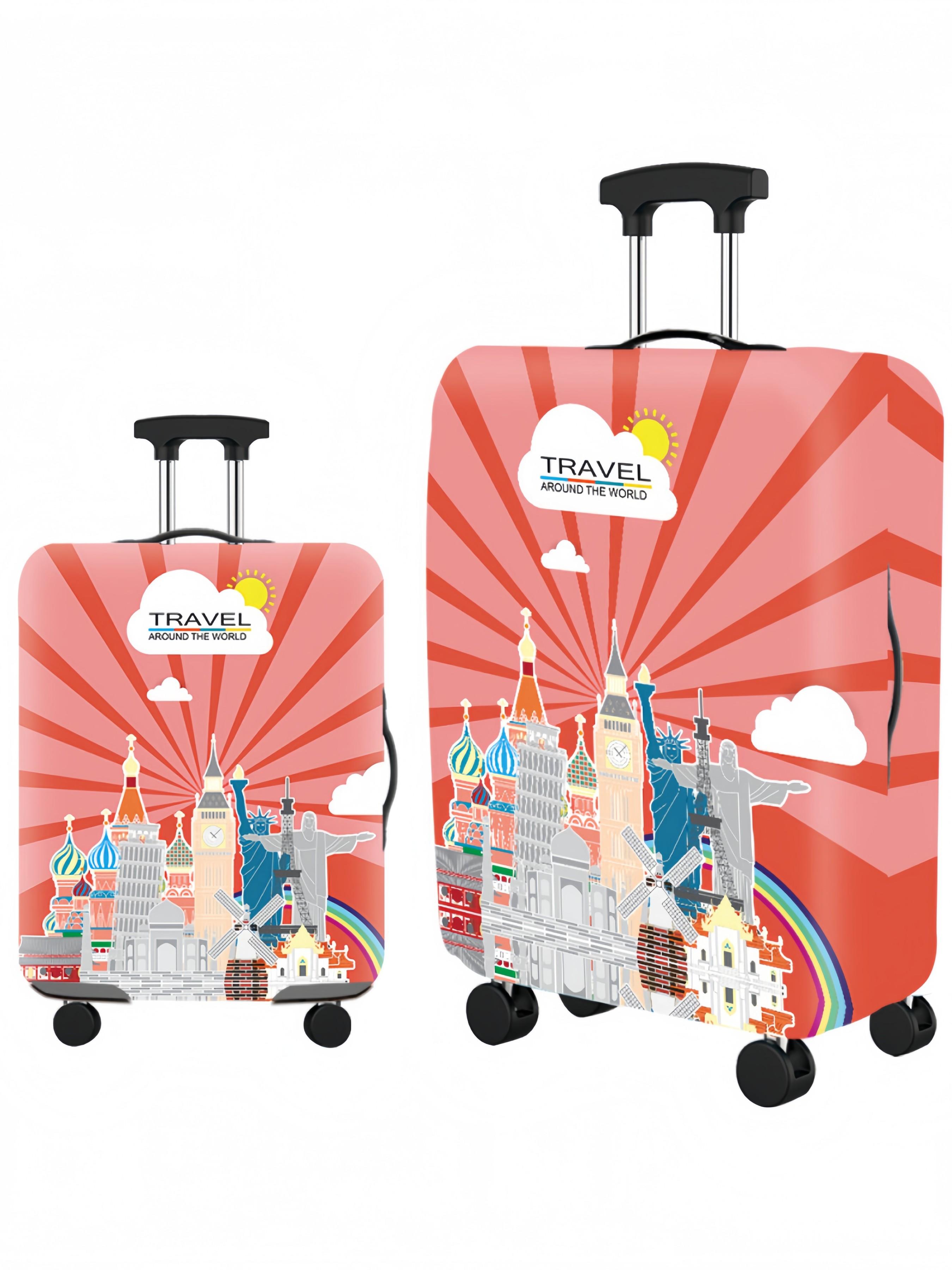 Luggage Cover, Travel Case Cover, Suitable for 18-32 inch Luggage, Outdoor Travel, Business Style, Stylish Pattern, Unisex Travel Accessory, Polyester Luggage Elastic Dust Cover, Ideal for Back-to-School Students, Outdoor and Holiday Travel, Luggage Prote