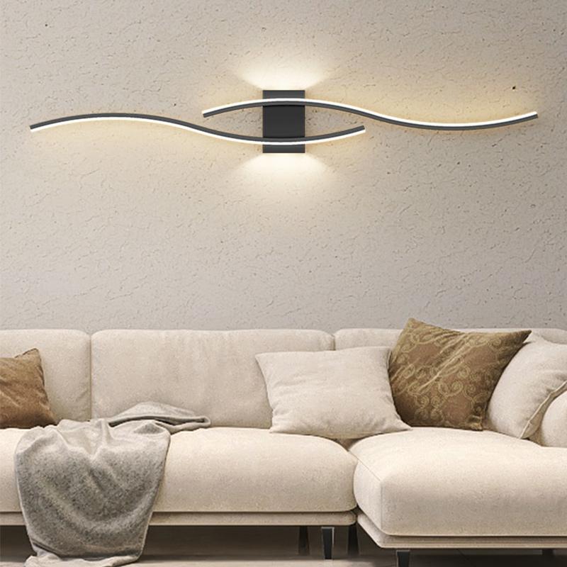 Modern LED Wall Light with Remote Control, Dimmable S-Shaped Design, 60/80cm Wall Mount Lamp for TV Background, Bedroom, Hallway Decor, Home Lighting, Decorative Lighting, LED Ambient Light