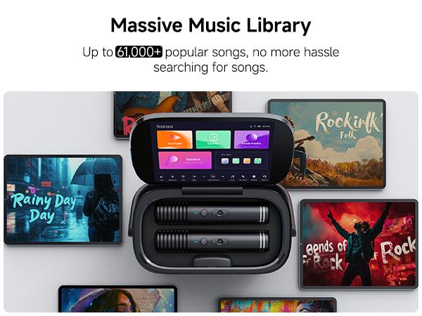Ikarao Shell S2 Portable Bluetooth Karaoke Machine Device - 140W Stereo Sound System, Built-in Screen with Lyrics Display, 2 Self-Charging Wireless Microphones, Bluetooth and App Compatibility Speakers, TV Connectivity, Outdoor Audio for Home, Party Use s