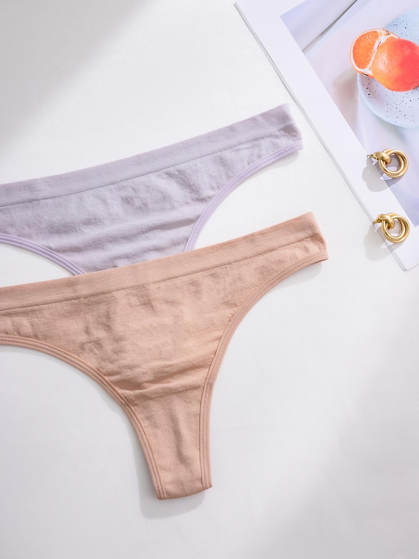 Women's Solid Color Seamless Thong, Soft Comfy Breathable Panty, Casual Elegant Panty for Daily Wear, Ladies Underwear for All Seasons