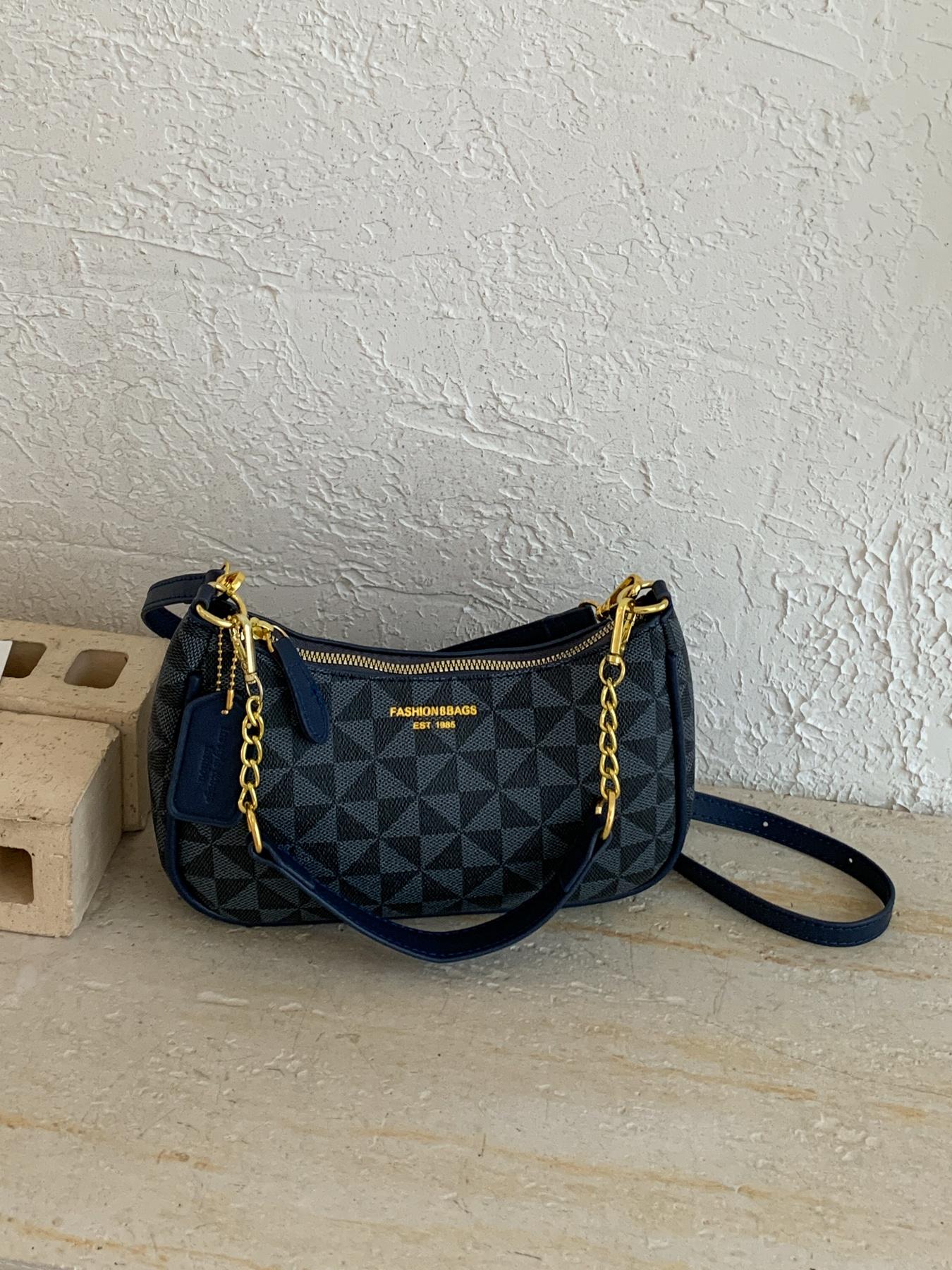 Elegant and lightweight geometric print underarm handbag, detachable and adjustable shoulder strap ladies' compact shoulder bag, suitable for daily dating and shopping Casual crossbody bag, Casual bags