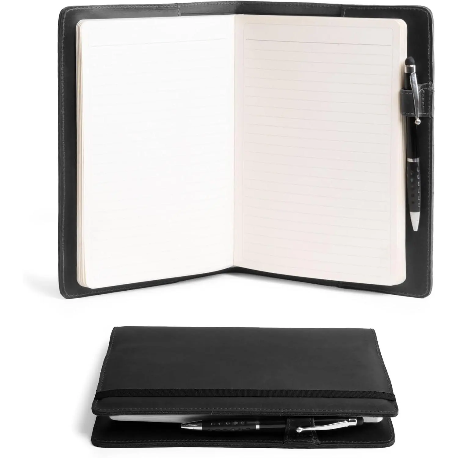 , Case for Hardcover Leuchtturm A5 (5.75 x 8.25 in.) Notebook, Protective Cover for Journal, Personal Planner, Full Grain Leather,  Writing Accessory (Charcoal Black, A5)