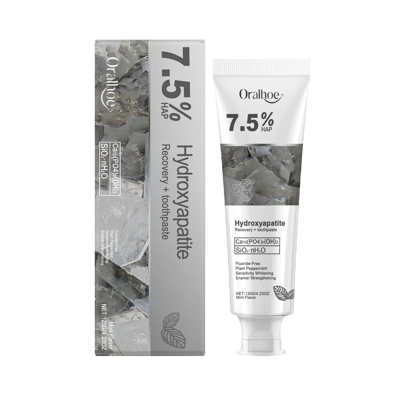Nano Hydroxyapatite Toothpaste 7.5% Nhap, 4.23 Oz, Strengthen Enamel, Fluoride-Free, Natural Mint, Suitable for Sensitive Teeth, Gentle Effective Toothpaste