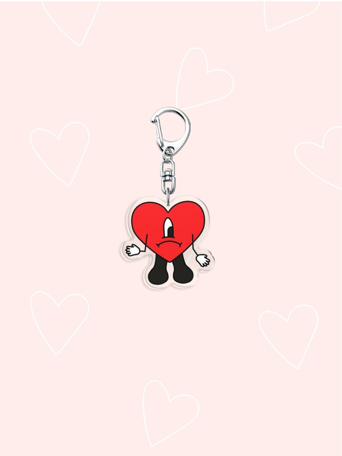 Cosplay Singer Bad Rabbit Red Heart Acrylic Keychain Cute Frogs and Sharks bagcharm Cute phone Pendant Keyrings Jewelry Accessories For Fan Gifts