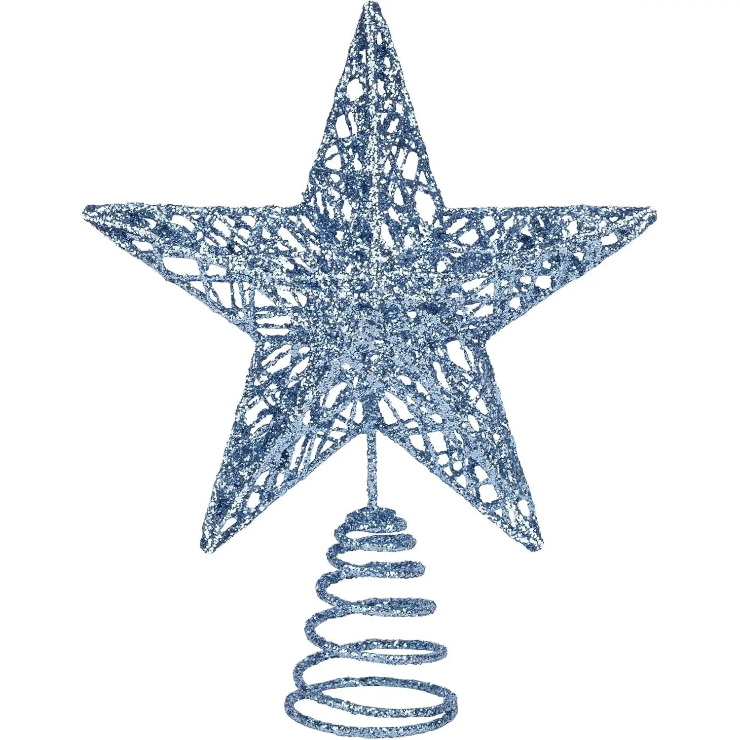 Teal  Christmas Tree Topper Small  for Christmas Tree Metal Glitter Turquoise Xmas Tree Topper for Pencil Christmas Trees Decorations 8 Inch