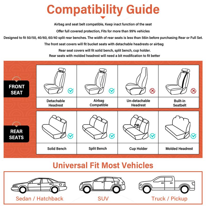 Coverado 5 Seats Front and Rear universal soft Luxury Seat Covers for Cars Full Set Premium Leather Waterproof Universal Fit for suv for cars forro para asiento de autos Cars accessories [Seat cover01]  rav4 seatcovers leather seat covers