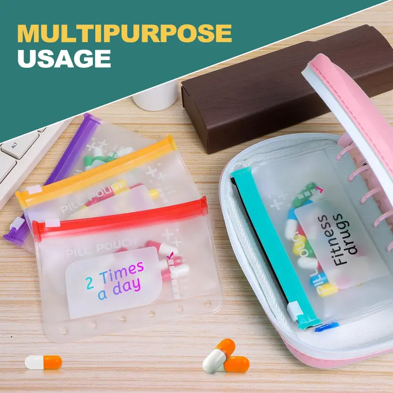 A7 Waterproof Pill Organizer with 7 Large Zippered Pill Pouches for A7 Binder, BPA-Free Weekly Medicine Storage, Color-Coded Reusable Travel Pill System, Supplement Organizer #GLOBAL PICKS