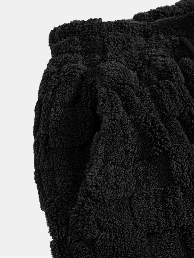 Men's Fall Winter Casual Sportswear Set, Sweatsuit Matching Set, Fleece Jacquard Plaid Hoodie and Sweatpants, Men's 2-Piece, Comfortable and Stylish