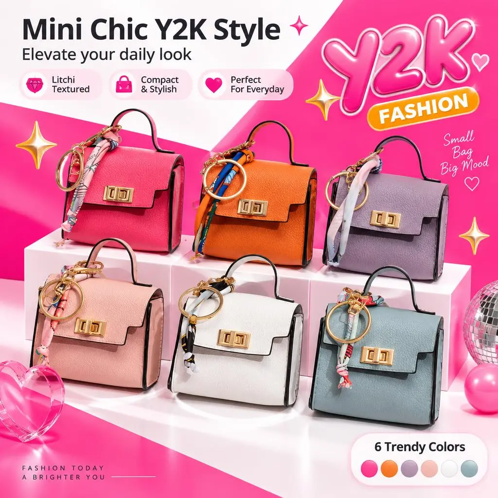 Mini Top Handle Handbag for Women, Cute Tiny Satchel Purse with Keychain Ring, Small Crossbody Shoulder Bag, Fashion Mini Wallet Bag for Lipstick, Keys & Earbuds, Multi-color Stylish Mini Bag