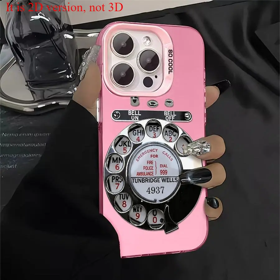 Phone Case - It is 2D version, not 3D 1 retro rotary dial phone design phone case for Apple iPhone 11 12 13Promax 16 15 14Plus 17Promax Xs Max XS X 7Plus 8Plus, drop-resistant hard case, retro chic, fun and stylish, can be given to friends or yourself