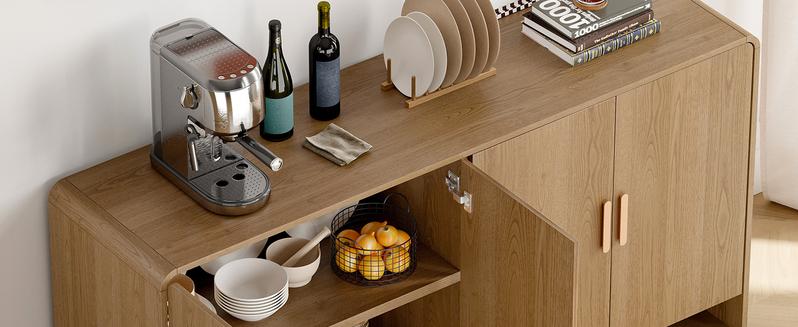 【Valentine's Day gift】ONBRILL Gorgeous 31.5"/60" Sideboard Buffet Cabinet with Storage, Curved Design Modern INS Coffee Bar Cabinet with Doors, Farmhouse Storage Cabinet with Adjustable Shelves for Living Room Kitchen Hallway,Bedroom Furniture 【Valentine's Day gift】ONBRILL Gorgeous 31.5"/60" Sideboard Buffet Cabinet with Storage, Curved Design Modern INS Coffee Bar Cabinet with Doors, Farmhouse Storage Cabinet with Adjustable Shelves for Living Room Kitchen Hallway,Bedroom Furniture