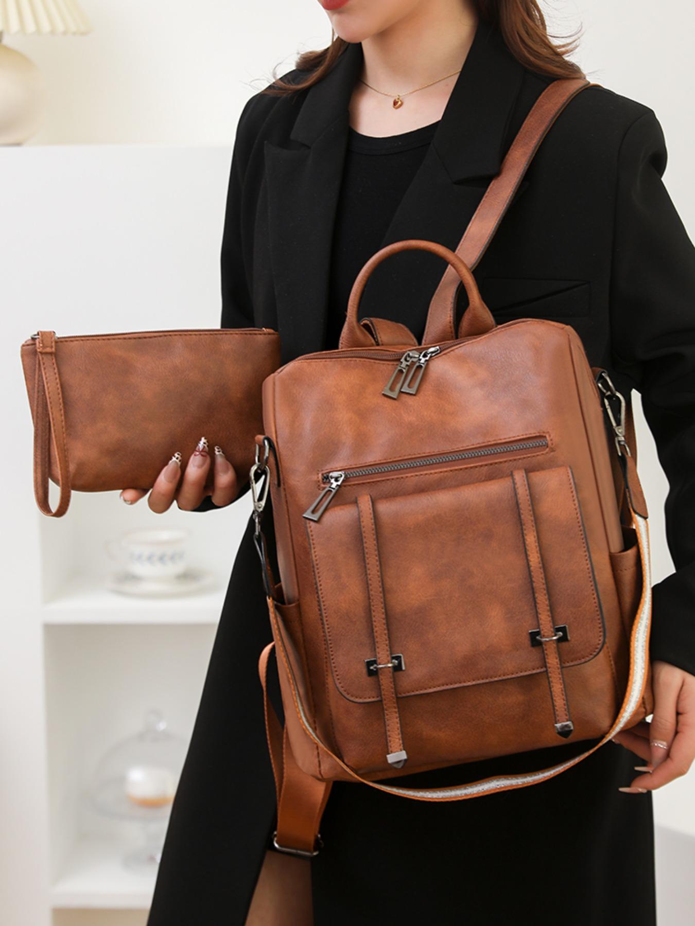 Women's Vintage Soft Leather Backpack, Multi-Functional Commuter Bag, Large Capacity Anti-Theft Handbag, Urban Fashion Accessory