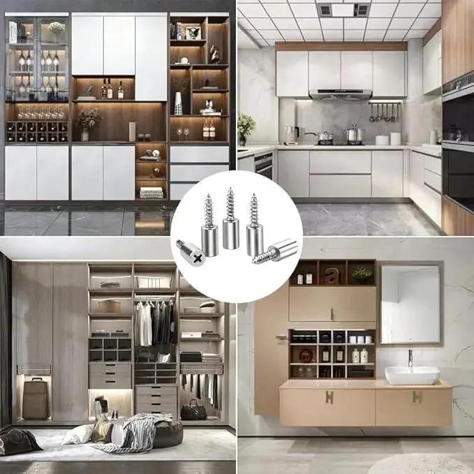 40Count Shelf Support Pegs,Self-Tapping Screws,Shelf Pins with Non-Slip Sleeve,Cabinet Shelf Pegs for Kitchen Utensils,Bookcases and Wardrobes,Fixed Support Self-Tapping Cross Screw,MirrorZone.