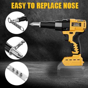 Cordless Electric Pop Rivet Gun Compatible with Dewalt 20V Battery (NO Battery!!), 3 Size (1/8", 5/32", 3/16") Aluminum Rivets, with Kit Nose Piece Hardware Tools