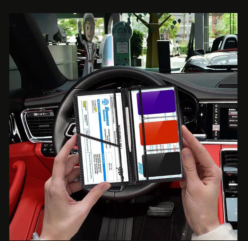 Car Registration & Insurance Card Holder, Magnetic Closure Vehicle Organizer, Car Essential Document Wallet, Spring Gift, for Pokemon Cards Holder, Compact Car Accessories, Essential for Owners