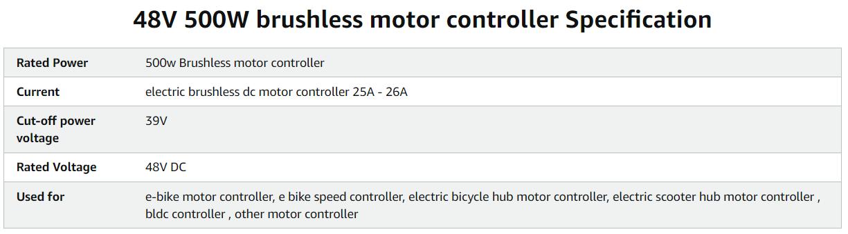 Brushless DC Motor Controller 36V 500W 25Amp Electric Scooter Bike Controller 9 Mosfet Square Wave Controller