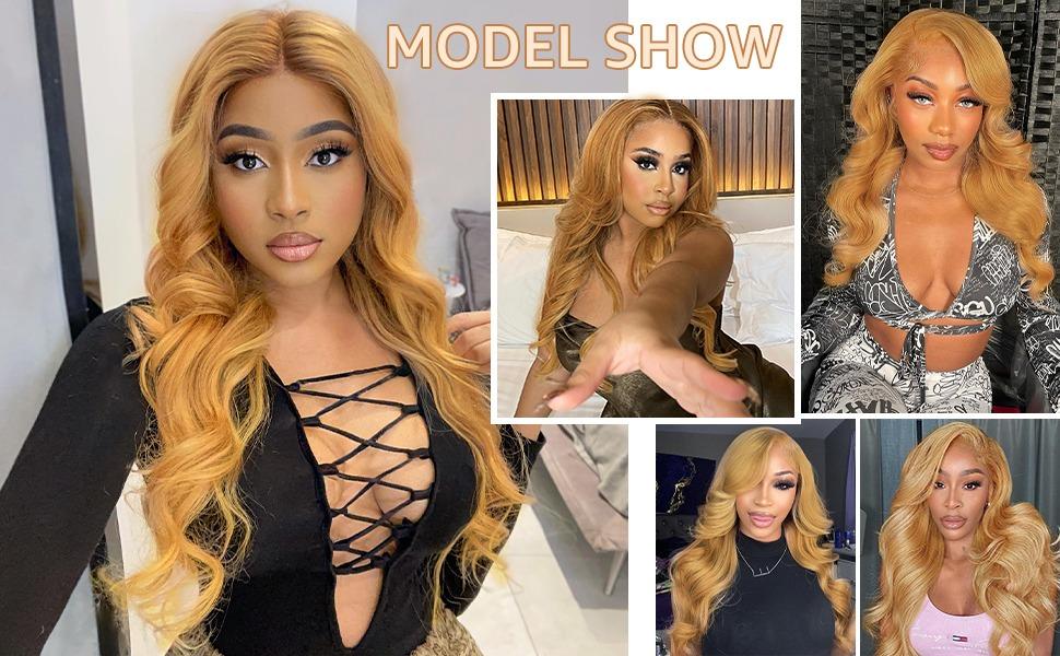 Honey Blonde Lace Front Wig Human Hair 13x4 Glueless Wigs Human Hair Pre Plucked Lace Front Wigs Human Hair Colored 27# 200 Density Honey Blonde HD Lace Front Wig