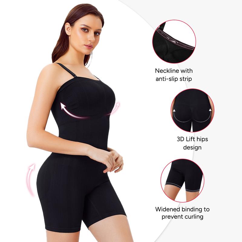 Nebility Women's 2 Piece  Bodysuits for women Seamless Comfortable Shapewear Crew Neck Square Neck Sleeveless Womenswear Basic Compression Black(Upgrade)