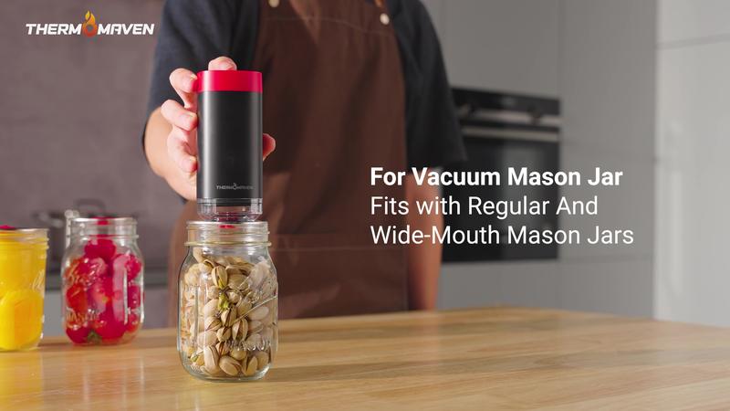 [Mouth Lids Refill Set Only!! No Sealer!!] ThermoMaven Cordless Handheld Vacuum Food Sealer Refill Lids Set, Storage Box and 24 Reusable Mason Jar Lids