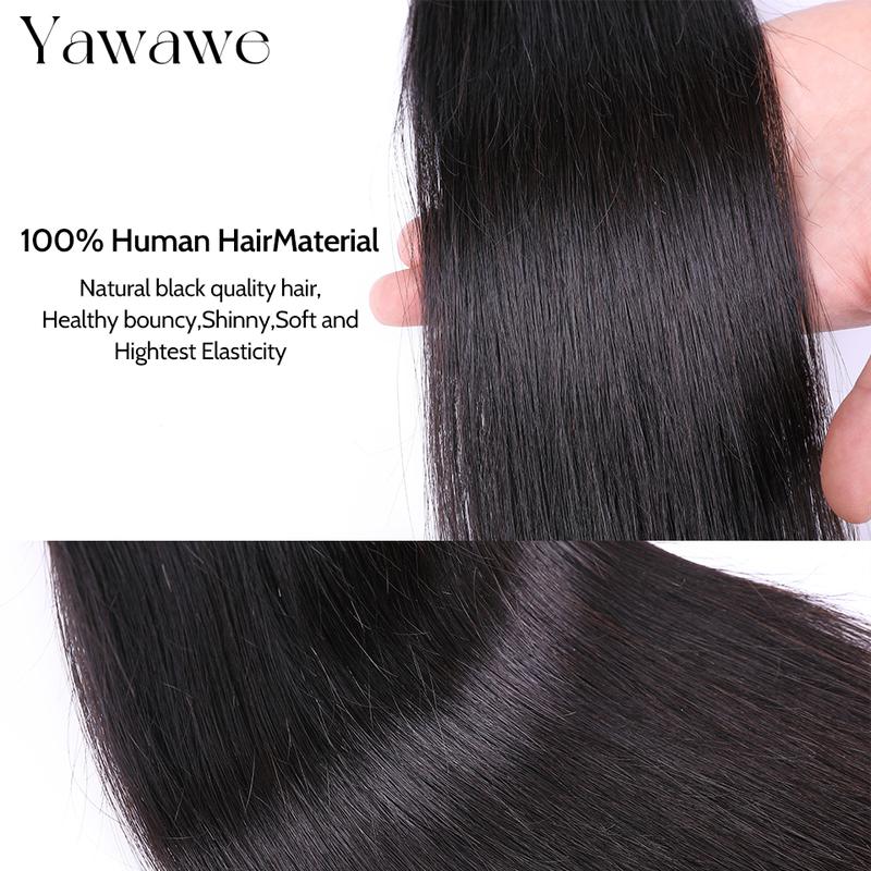 Brazilian Virgin Straight human hair bundles Hair Weaves bundles raw hair Straight Hair Extension Natural Color 3Bundles YAWAWE Hair real human hair