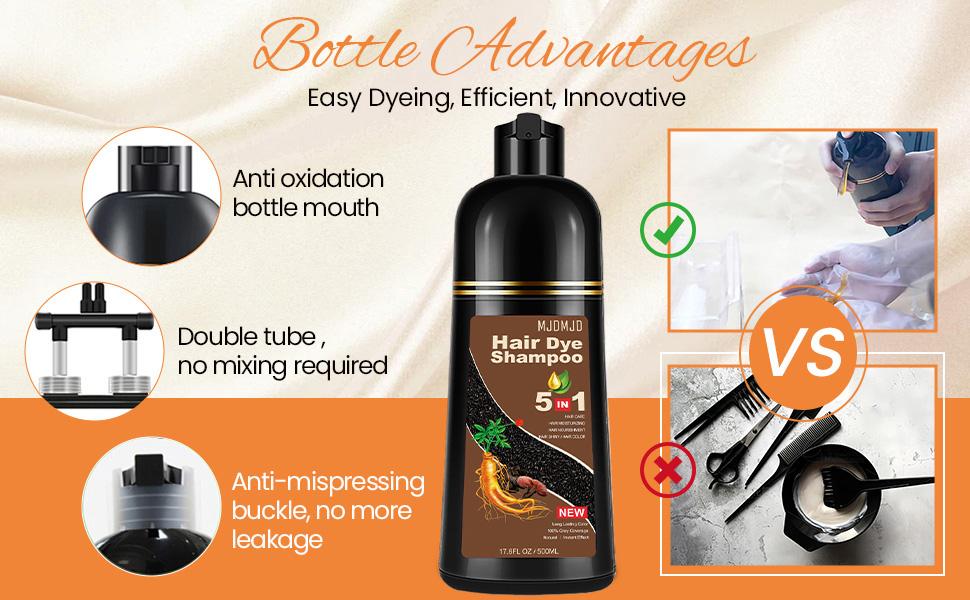 Dark Chocolate Hair Dye Shampoo, 5-in-1 Hair Color Shampoo for Gray Hair Coverage for Women & Men, Natural Brown Shampoo Hair Dye Colors Hair in Minutes, Natural Color Depositing Conditioner, Shampoo Tinte Para El Cabello, Champu Para Canas