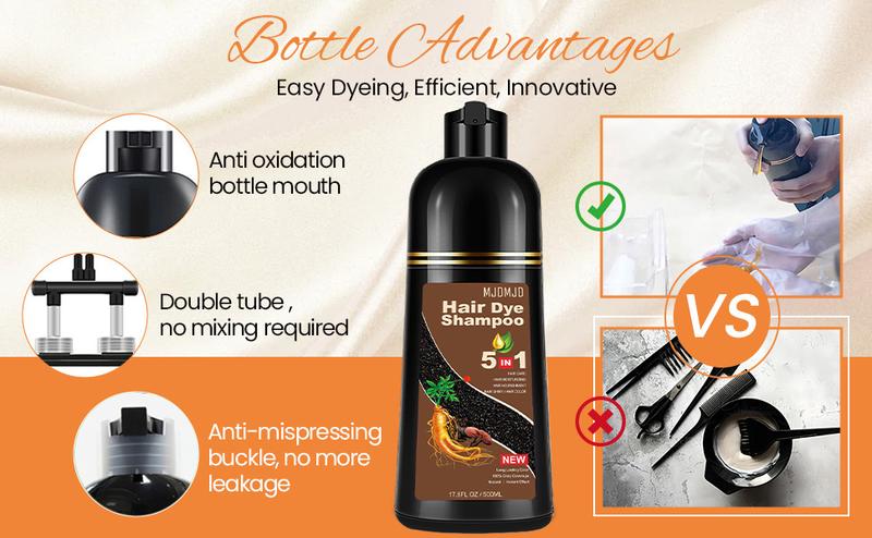 Dark Chocolate Hair Dye Shampoo, 5-in-1 Hair Color Shampoo for Gray Hair Coverage for Women & Men, Natural Brown Shampoo Hair Dye Colors Hair in Minutes, Natural Color Depositing Conditioner, Shampoo Tinte Para El Cabello, Champu Para Canas