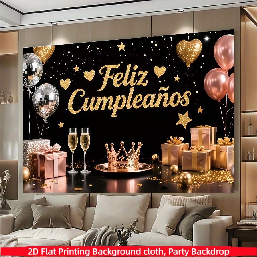 Birthday Party Background Banner, Polyester Material, Stars, Hearts, Crowns, Champagne Glasses, Home Decor, Indoor/outdoor Parties
